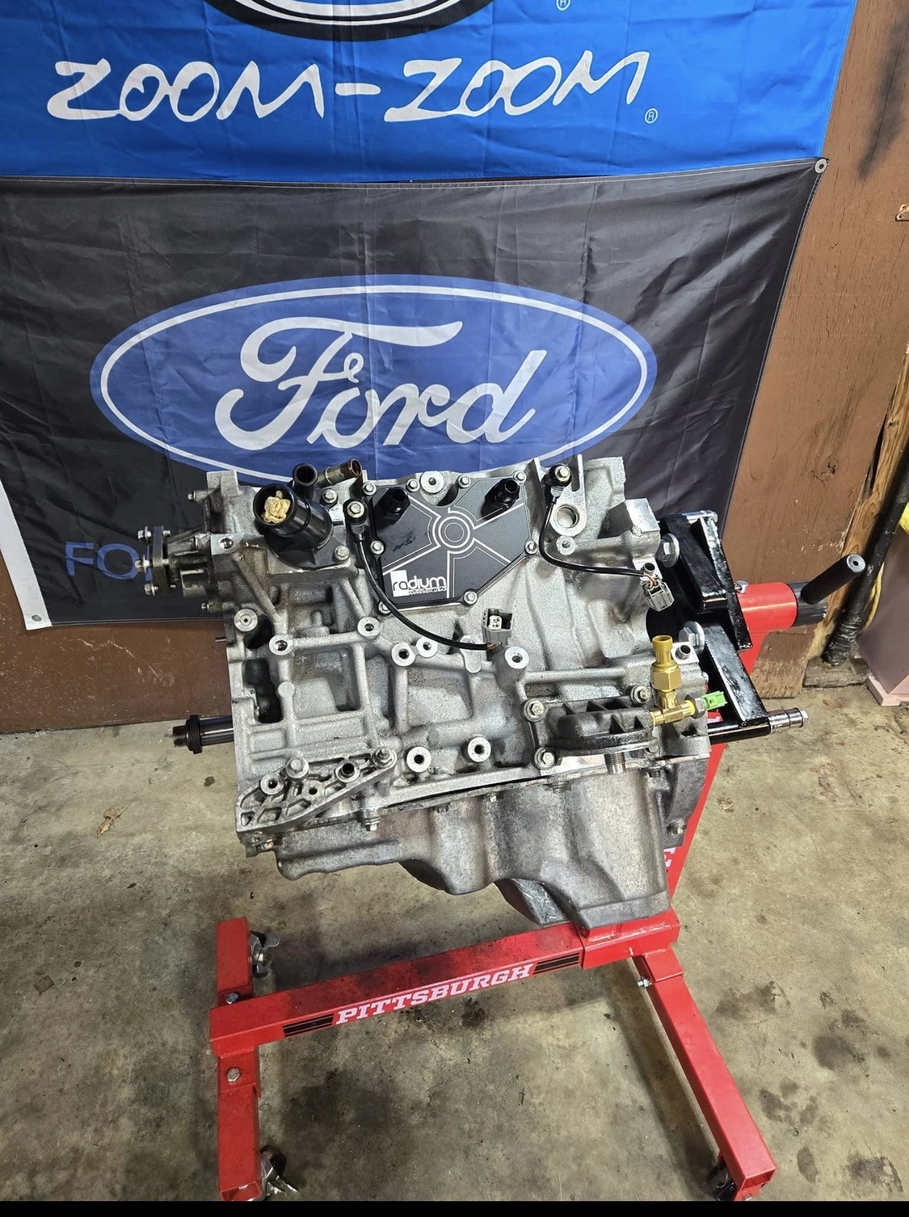 Assembled engine on a stand